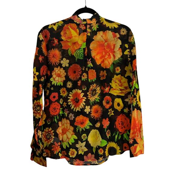 DESIGUAL NWT $145 Flowers Multicolored Cotton Silk Blend Blouse Size US S - Picture 6 of 8